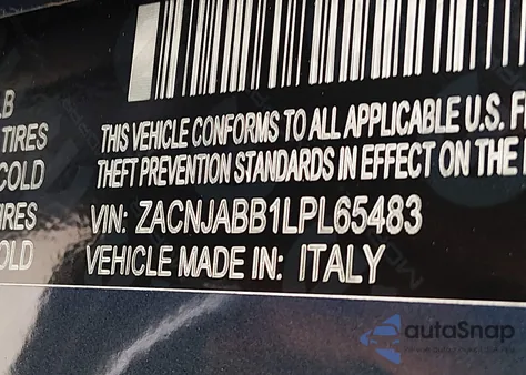 2020 Jeep Renegade Latitude Fwd из США, поврежденный, VIN ZACNJABB1LPL65483